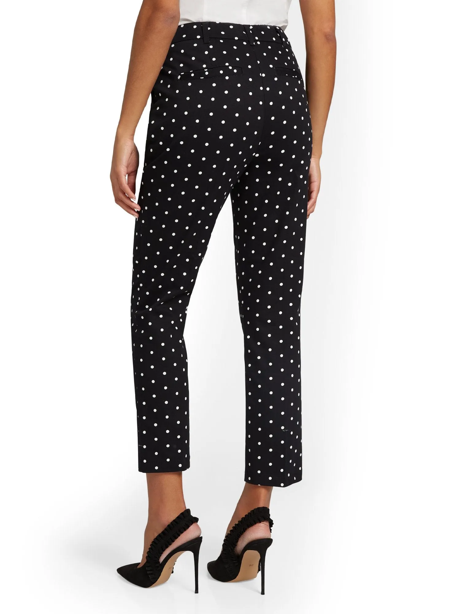 Straight-Leg High-Waisted Polka-Dot Ankle Pant - NY&Chic Collection