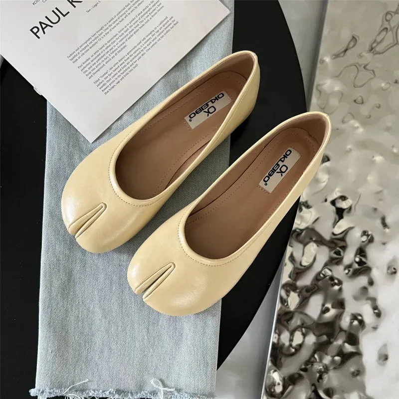 TAVIMART  -  Split toe flats ballet shoes woman slip on loafers soft bottom moccasins silver flat ballerina single tabi ninja women shoes