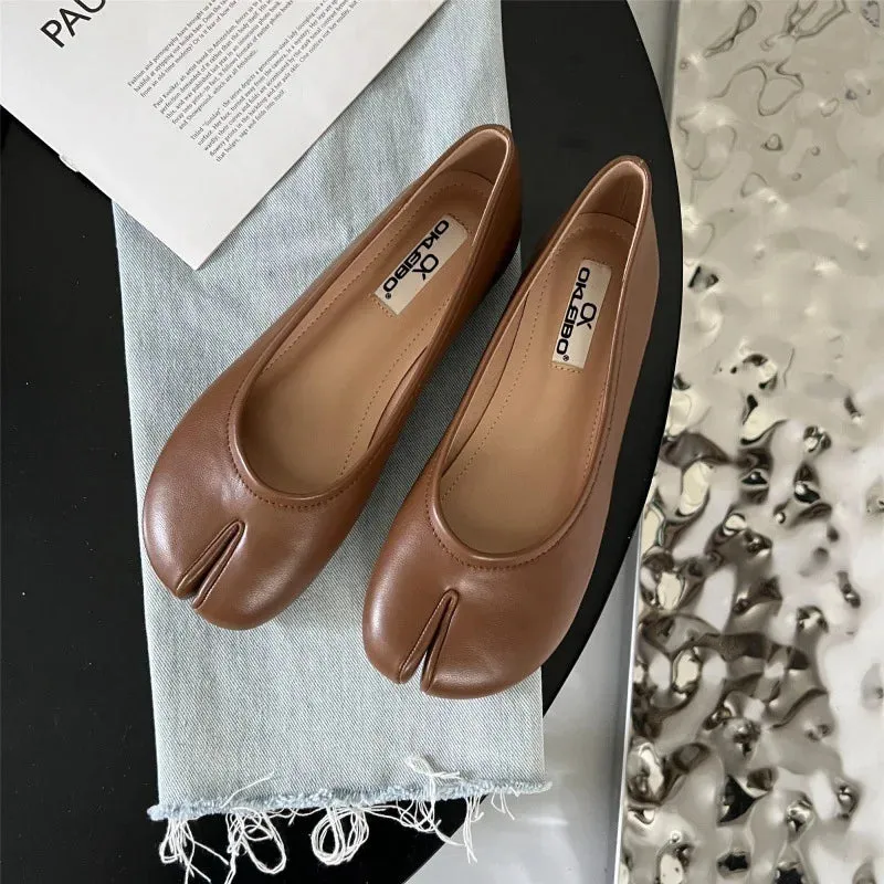 TAVIMART  -  Split toe flats ballet shoes woman slip on loafers soft bottom moccasins silver flat ballerina single tabi ninja women shoes