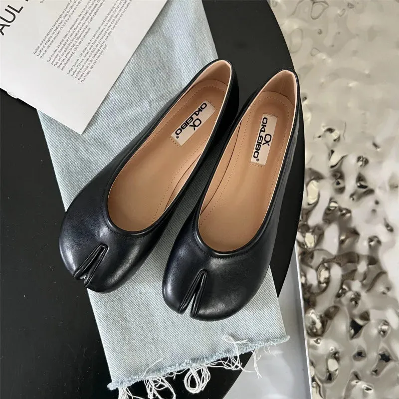 TAVIMART  -  Split toe flats ballet shoes woman slip on loafers soft bottom moccasins silver flat ballerina single tabi ninja women shoes