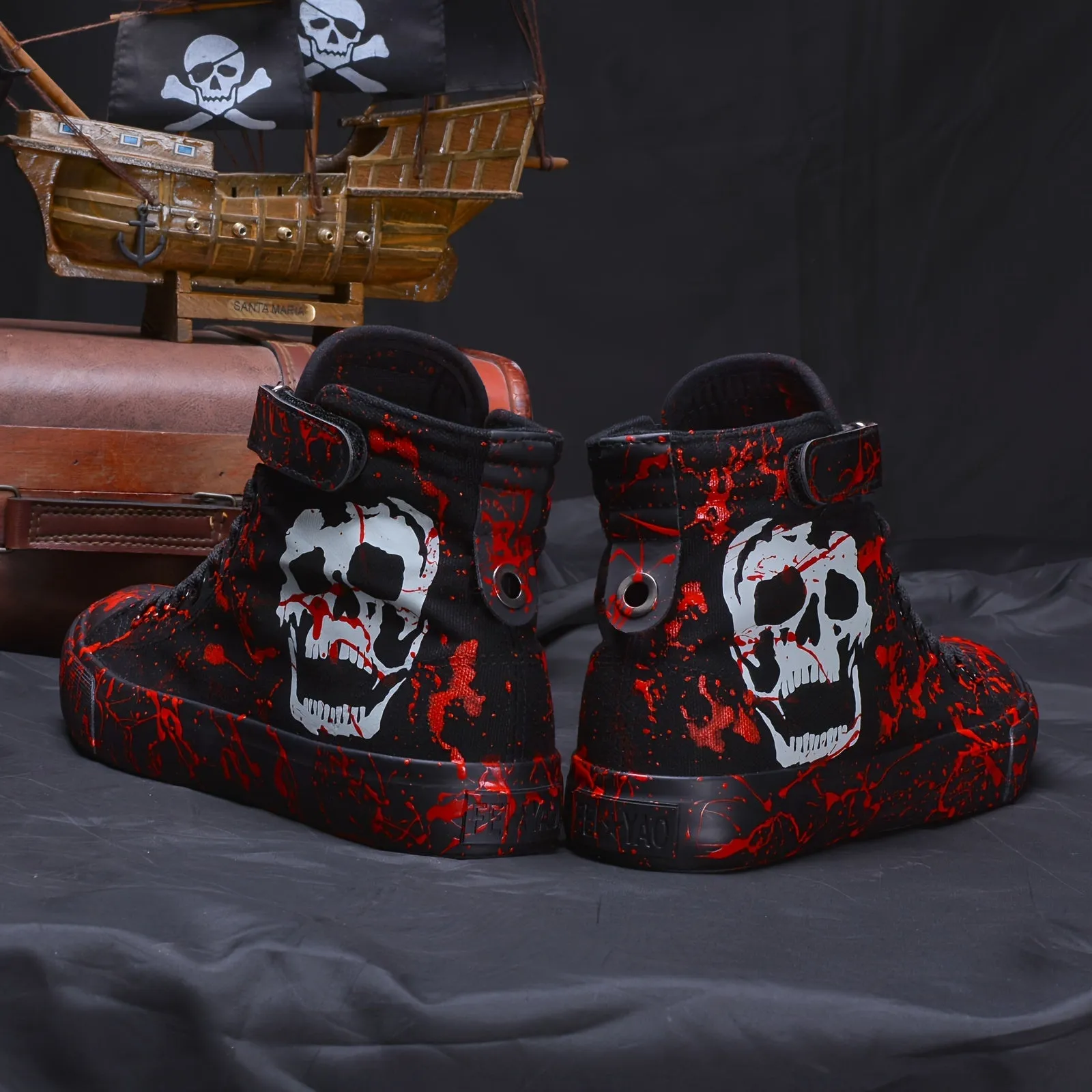 Teen-Friendly Skull High Tops: Lightweight, Non-Slip, Year-Round Comfort; Unisex Lace-Up Sneakers for All Occasions