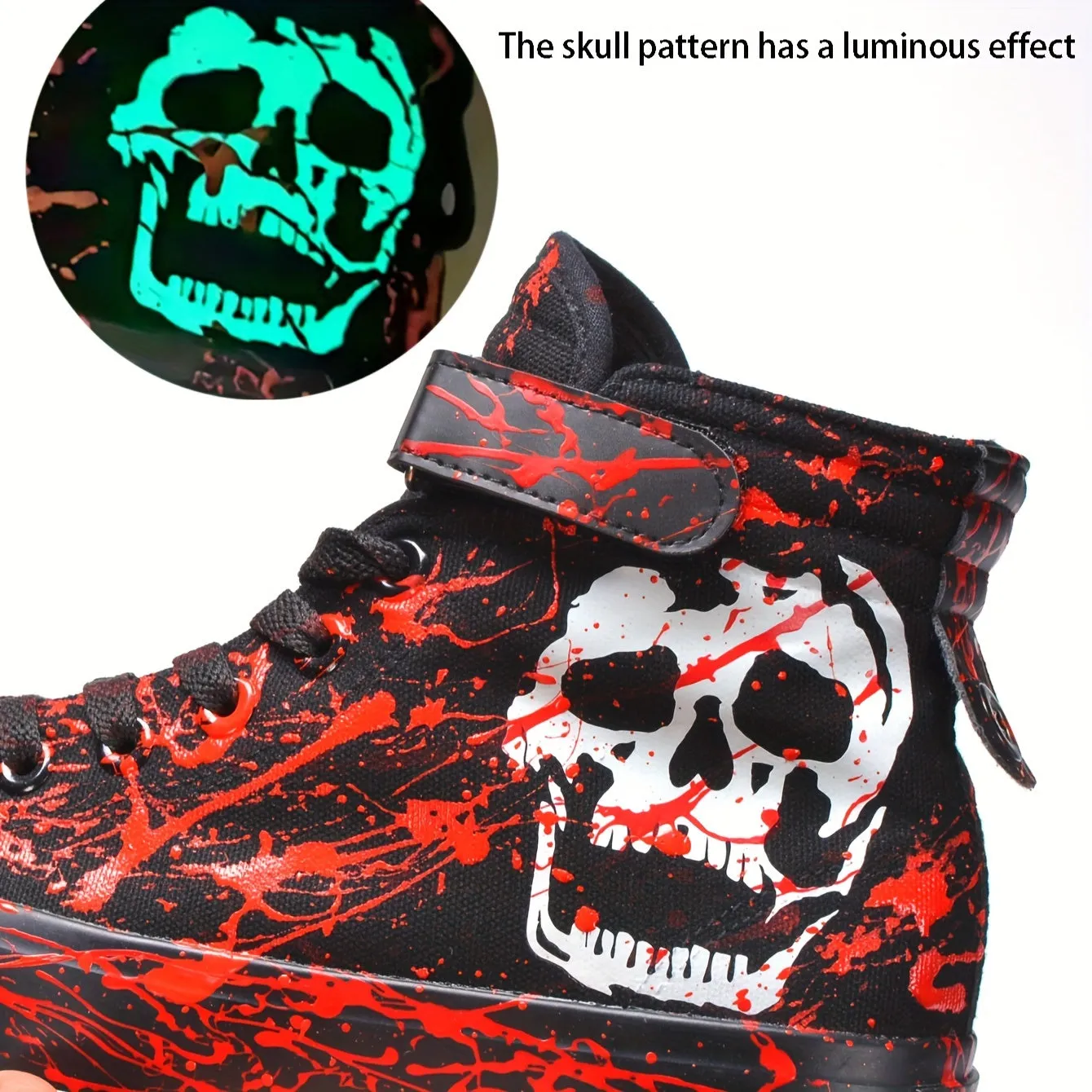 Teen-Friendly Skull High Tops: Lightweight, Non-Slip, Year-Round Comfort; Unisex Lace-Up Sneakers for All Occasions