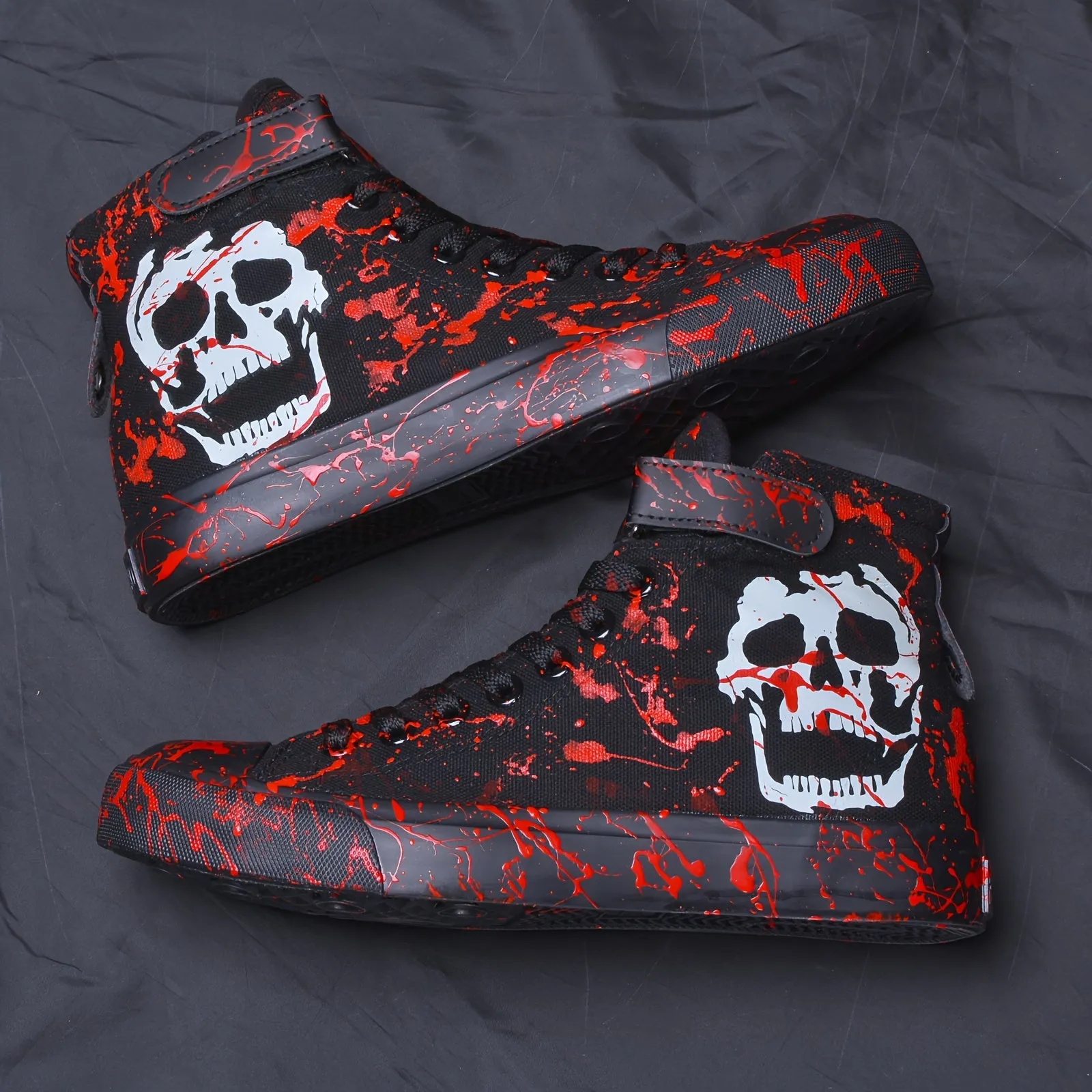 Teen-Friendly Skull High Tops: Lightweight, Non-Slip, Year-Round Comfort; Unisex Lace-Up Sneakers for All Occasions