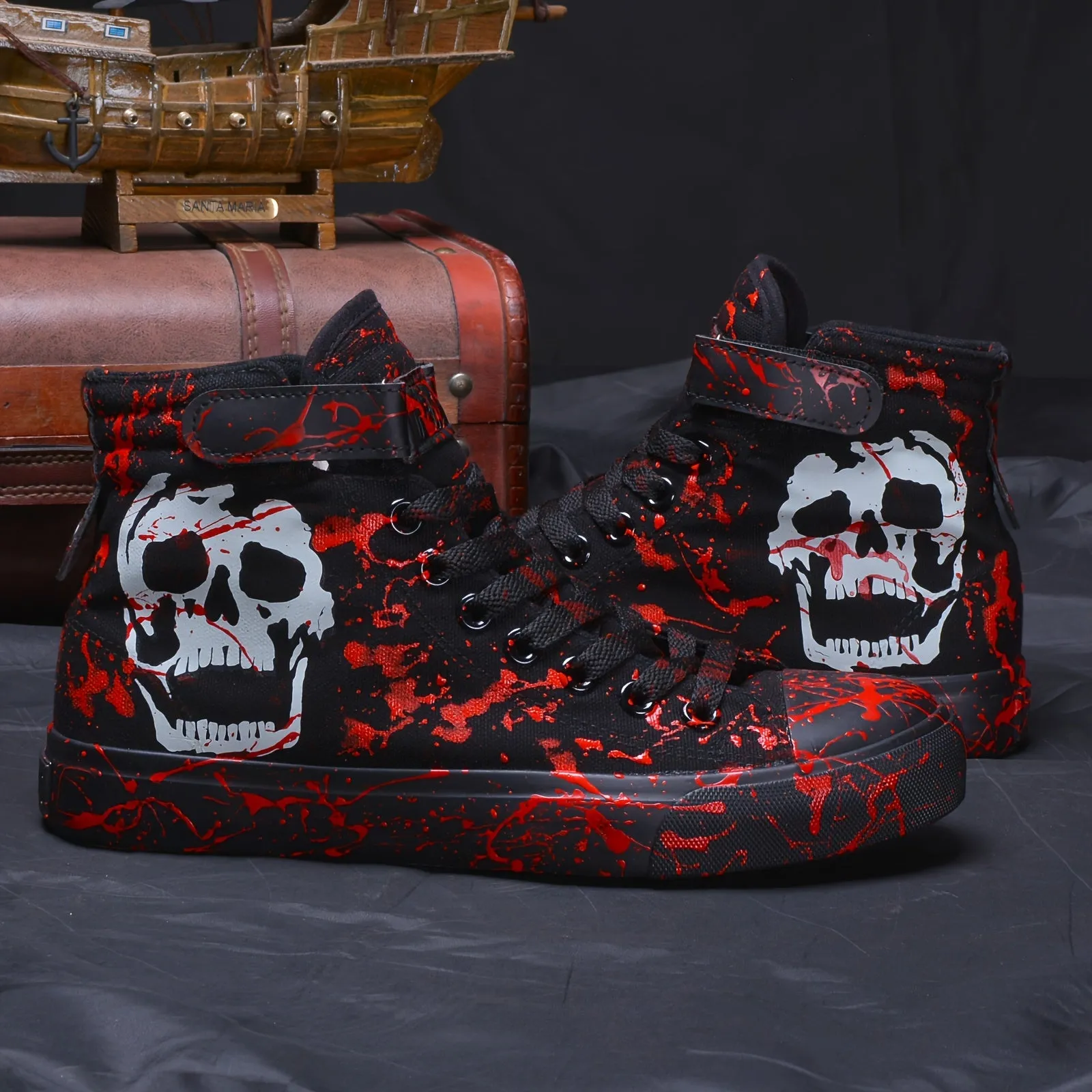 Teen-Friendly Skull High Tops: Lightweight, Non-Slip, Year-Round Comfort; Unisex Lace-Up Sneakers for All Occasions