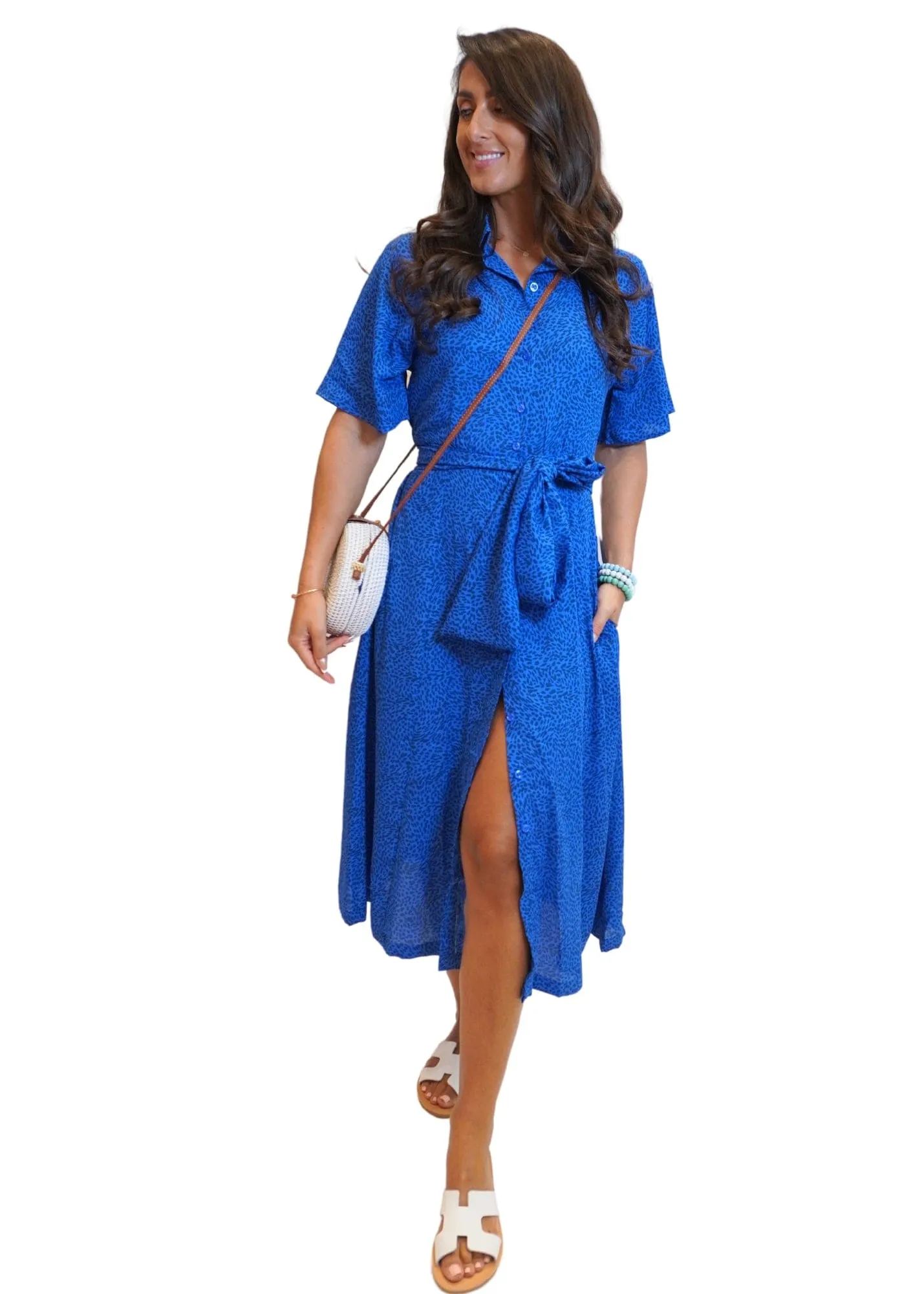 The Perfect Shirt Dress - Royal Drops