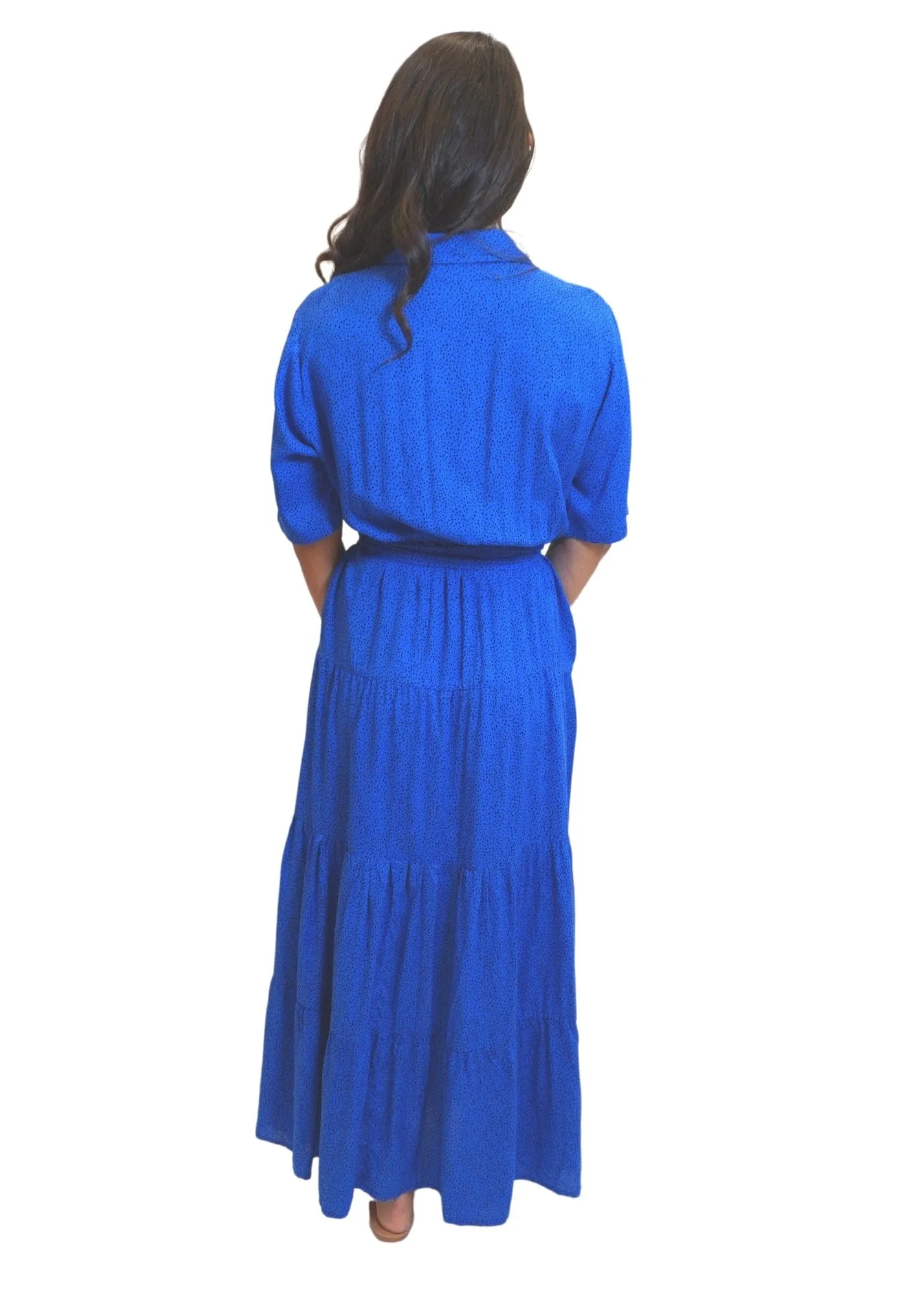 The Tiered Shirt Dress - Royal Drops