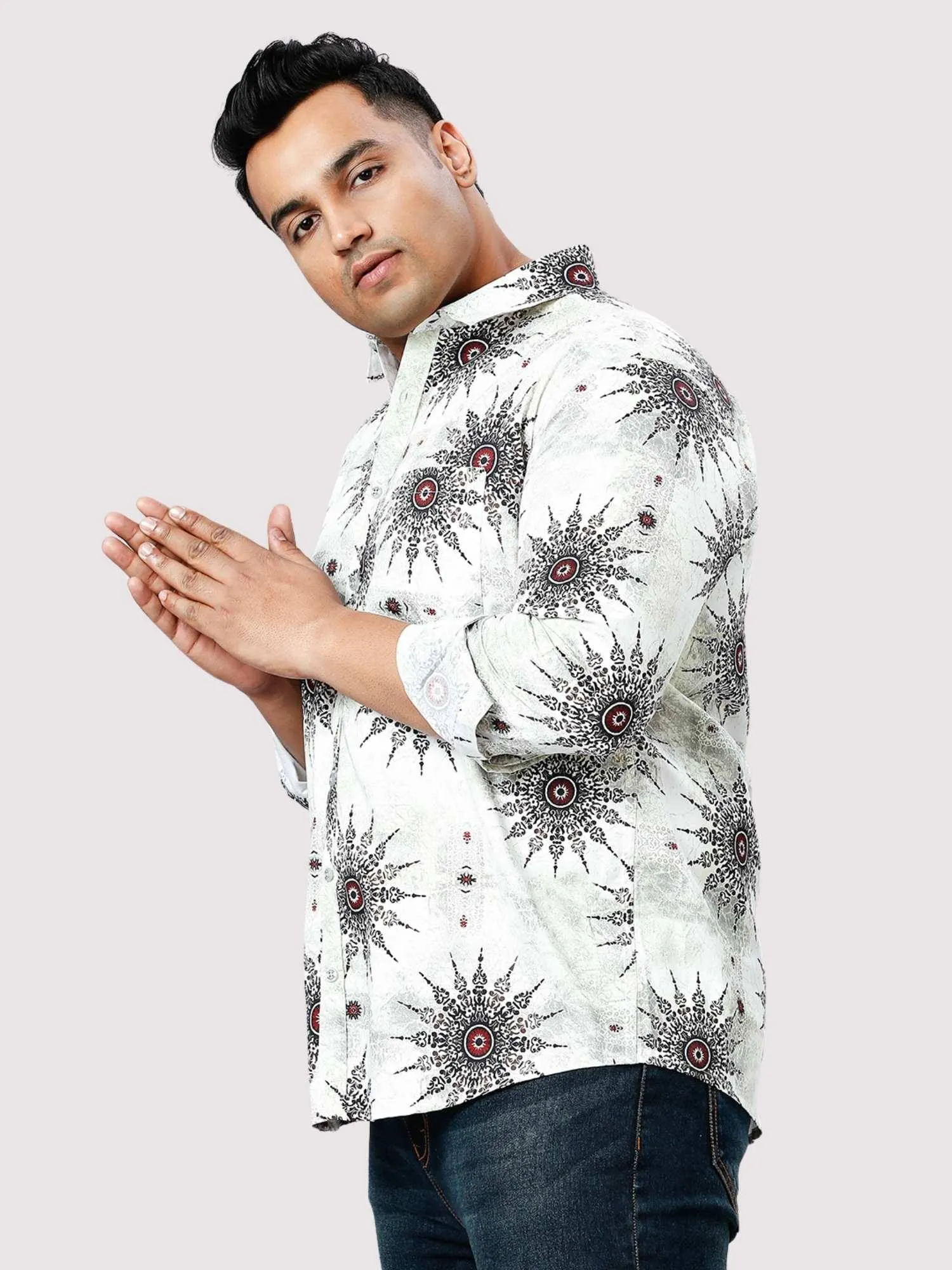 Thunder Eye Digital Printed  Full Sleeve Shirt Men's Plus Size