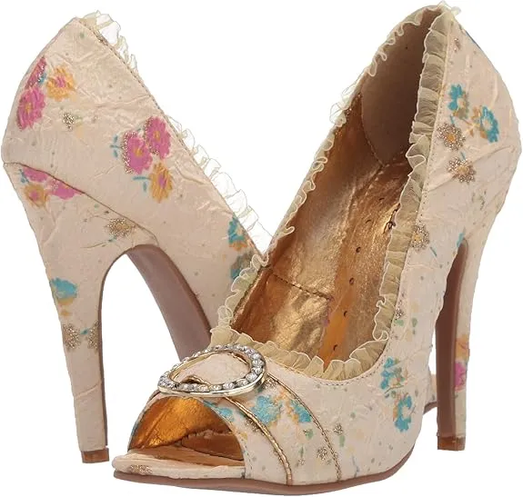 Tori-418 Floral Fabric Peep Toe Pumps