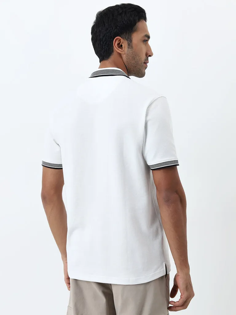 WES Casuals White Relaxed-Fit Polo T-Shirt