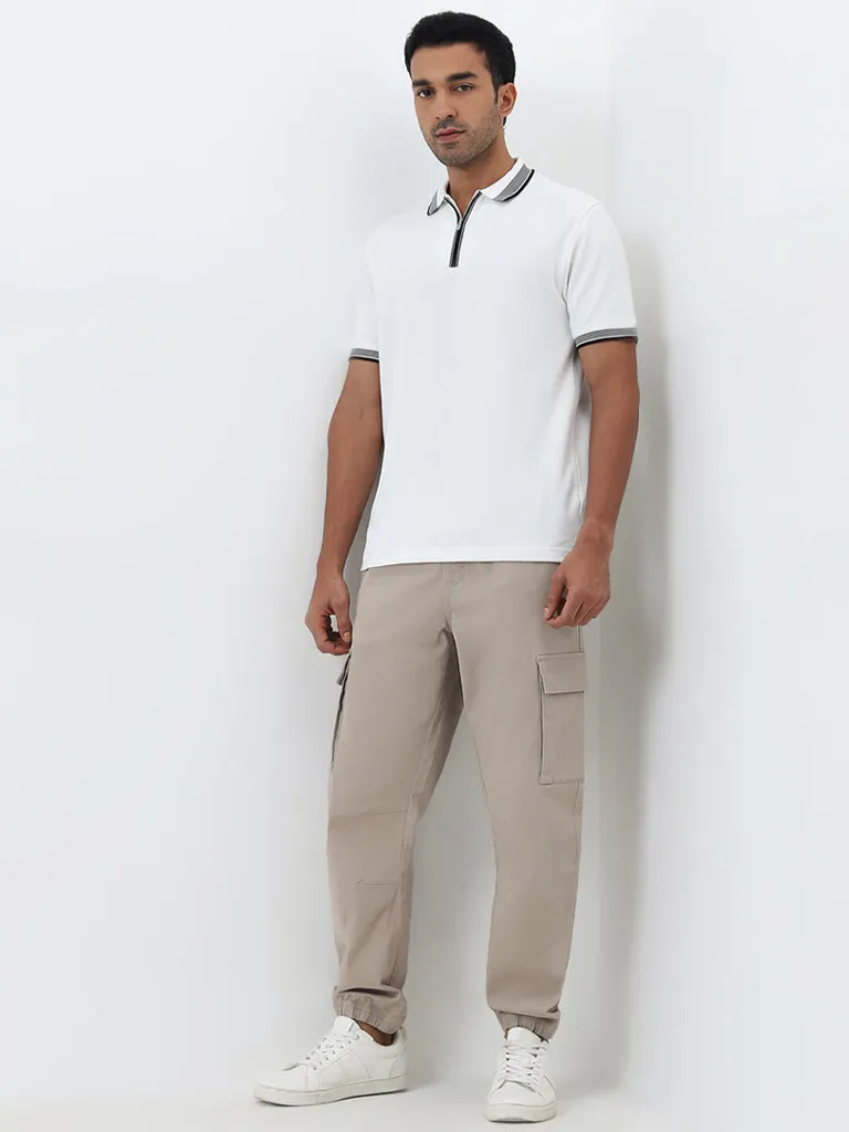 WES Casuals White Relaxed-Fit Polo T-Shirt