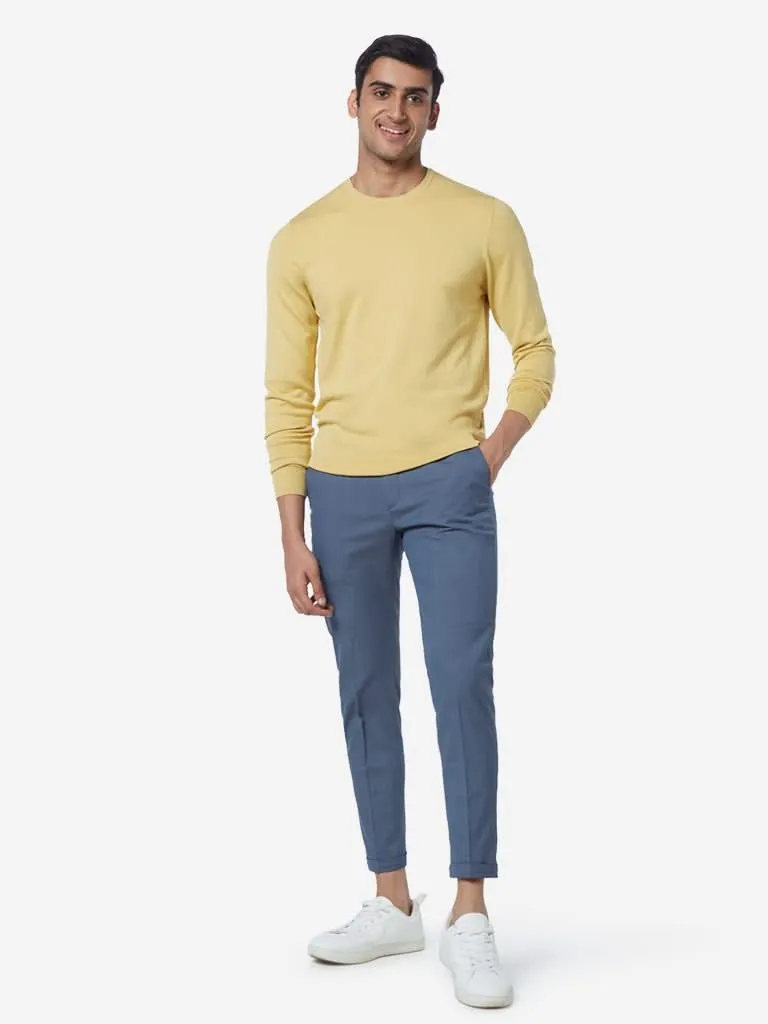 WES Formals Yellow Slim-Fit Knitted Sweater