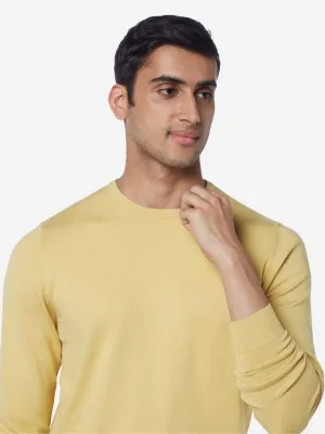 WES Formals Yellow Slim-Fit Knitted Sweater