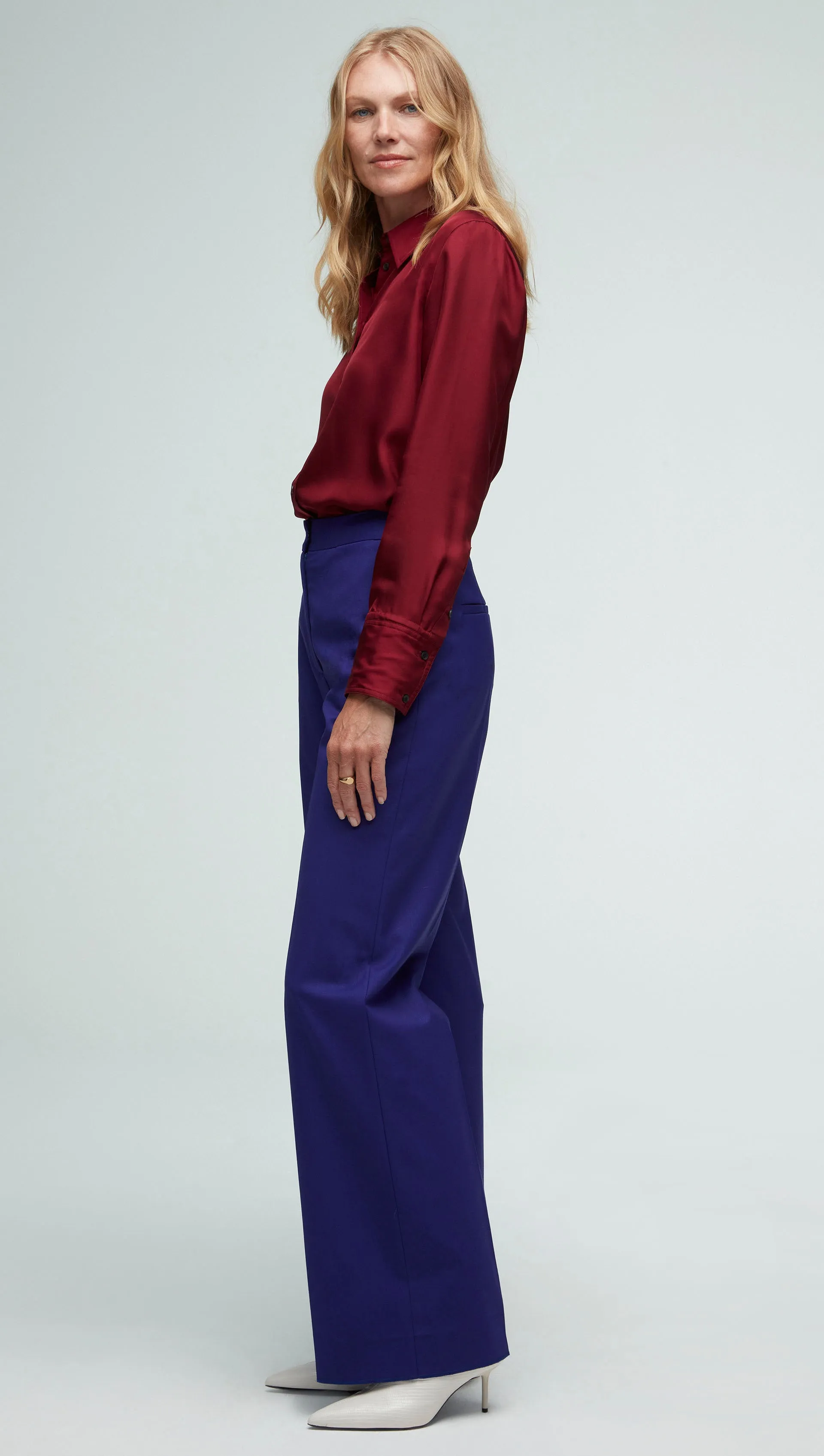 Wide Leg Trouser in Seasonless Wool  | Purple