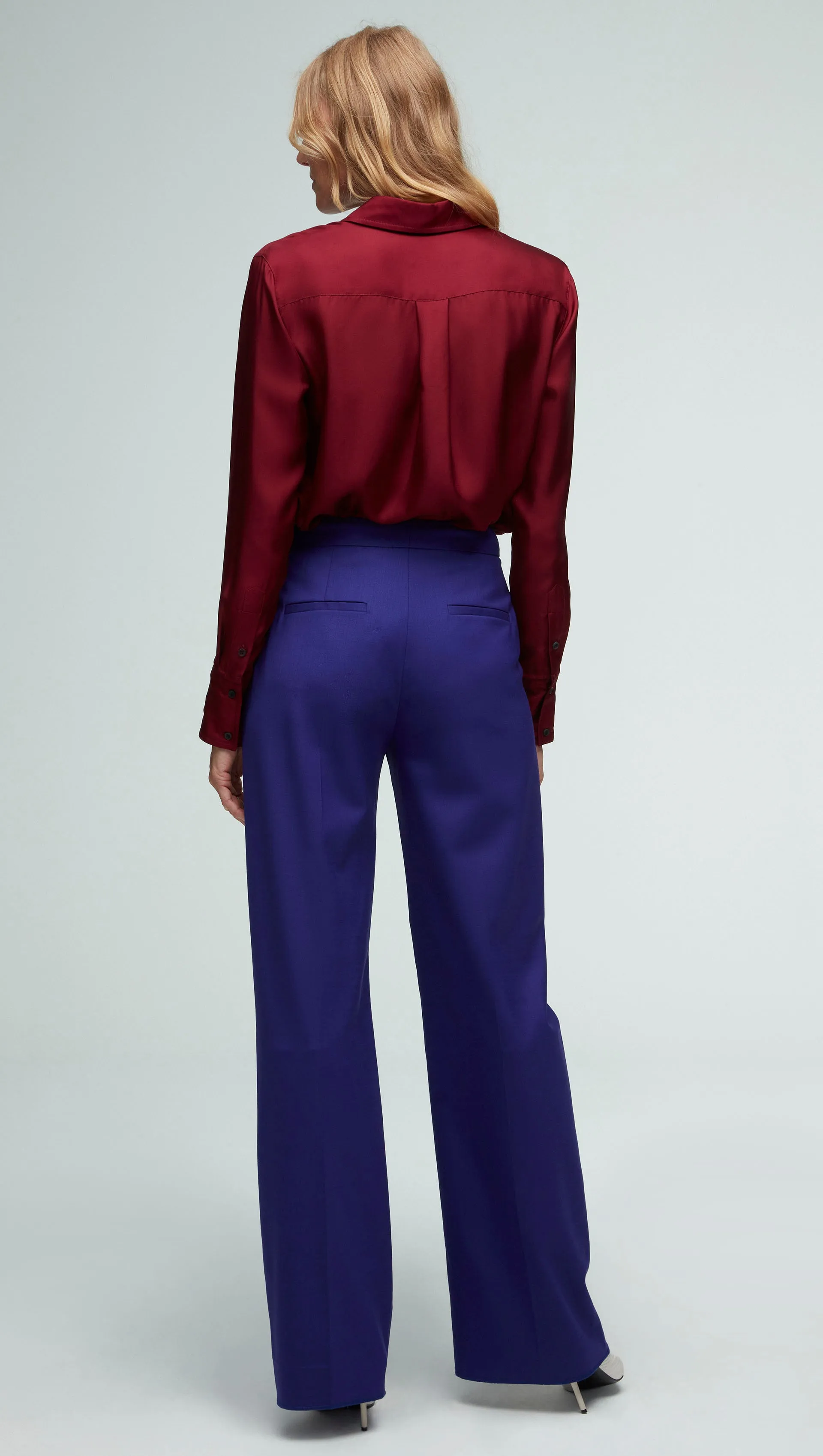 Wide Leg Trouser in Seasonless Wool  | Purple