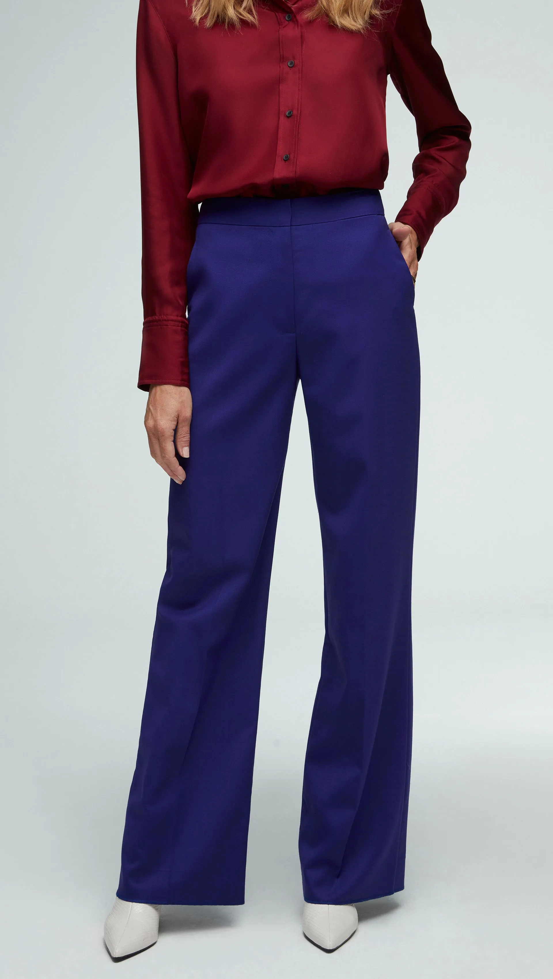 Wide Leg Trouser in Seasonless Wool  | Purple