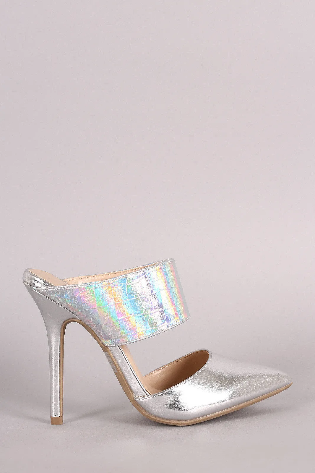 Wild Diva Lounge Hologram Two-Piece Pointy Toe Stiletto Pump