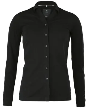 Womens Kingston  stretch deluxe piqu shirt | Black