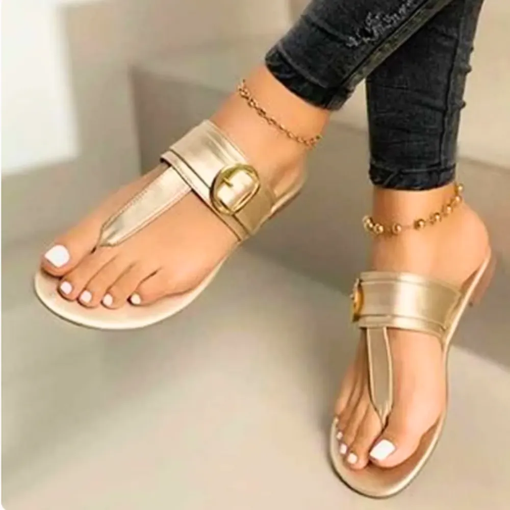 Womens Thong Sandals with Buckle