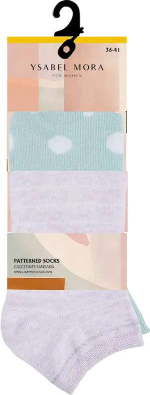 Ysabel Mora Stripe and Polka Dot Low Cut Cotton Socks 2 Pair Pack