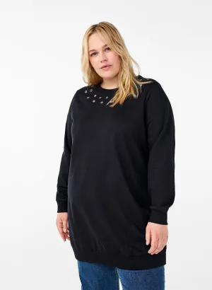 Zizzi Laura Sweater Tunic in Black